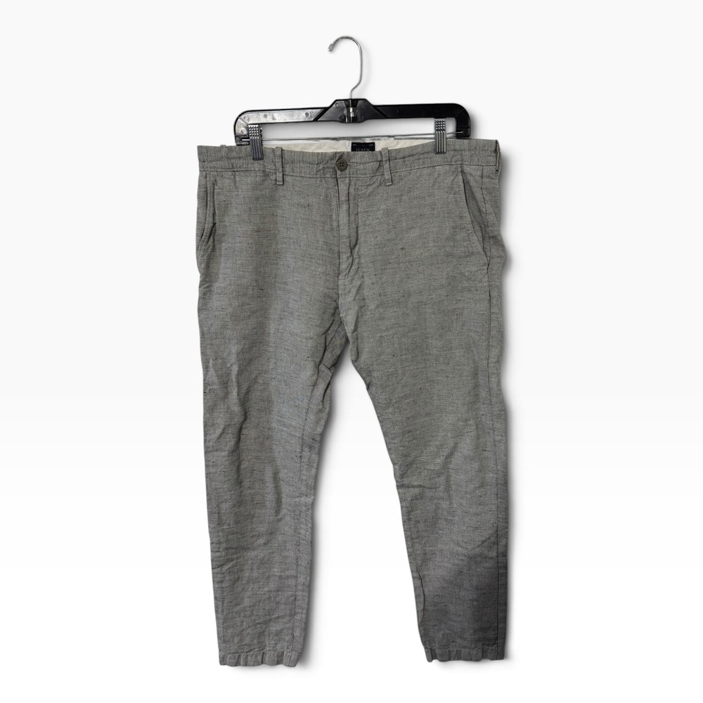 J.Crew 484 Slim Fit Pants Mens 35x32 Gray White Textured Chino G2494